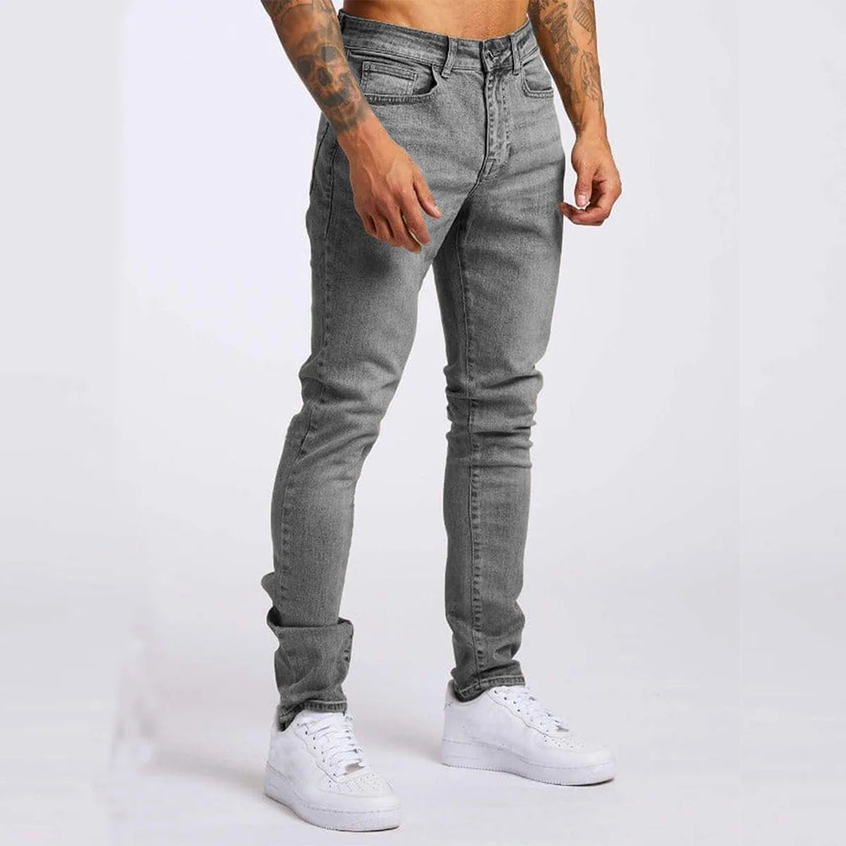 New Stretch Men's Jeans Washed Motorcycle Trousers Vintage Man Cowboy Pants Punk Loose Straight Retro Baggy Designer Casual Goth