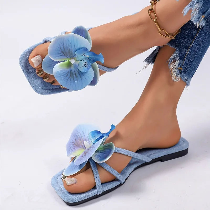 New Women Slip On Flower Slippers Comfort Daily Soft Sole Beach Vacation Slides 2026 Summer Ladies Concise Walking Shoes