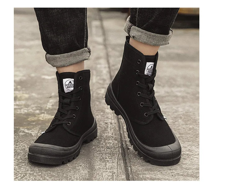 Canvas Shoes Men Boots Leisure High Top Ankle Boots Male Flat Footwear Military Boots Couple Shoes Casual Spring Autumn Boots
