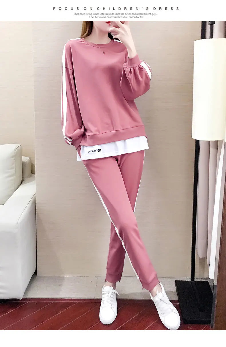 Casual Sportswear Set for Women Spring Autumn New Style Loose Fashionable Large Size Trendy Sweatshirt Best Friend Outfit