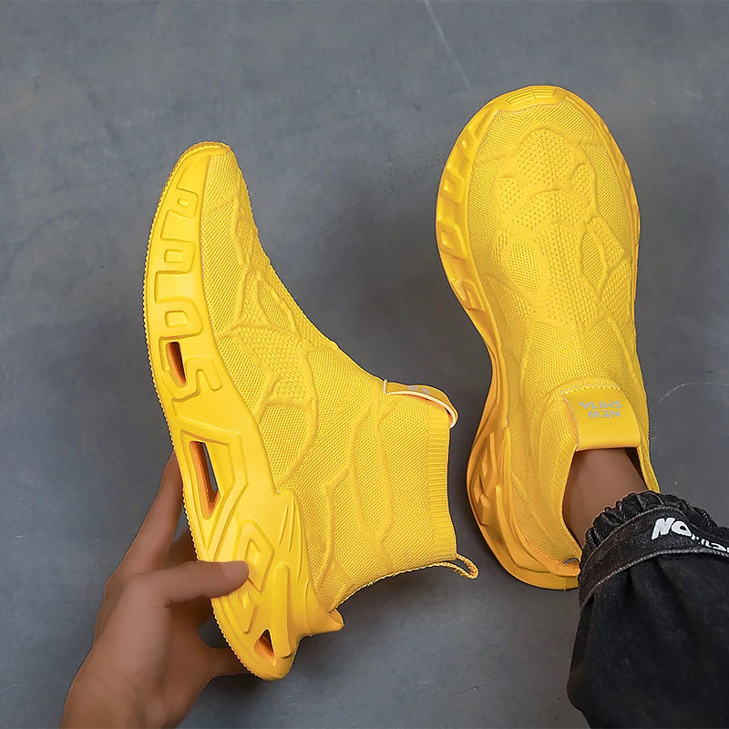 Mens Running Shoes 2025 New High Top Fashion Non Slip Sneakers Mesh Lightweight Flat Cofmortable Outdoor Tennis Shoes for Men