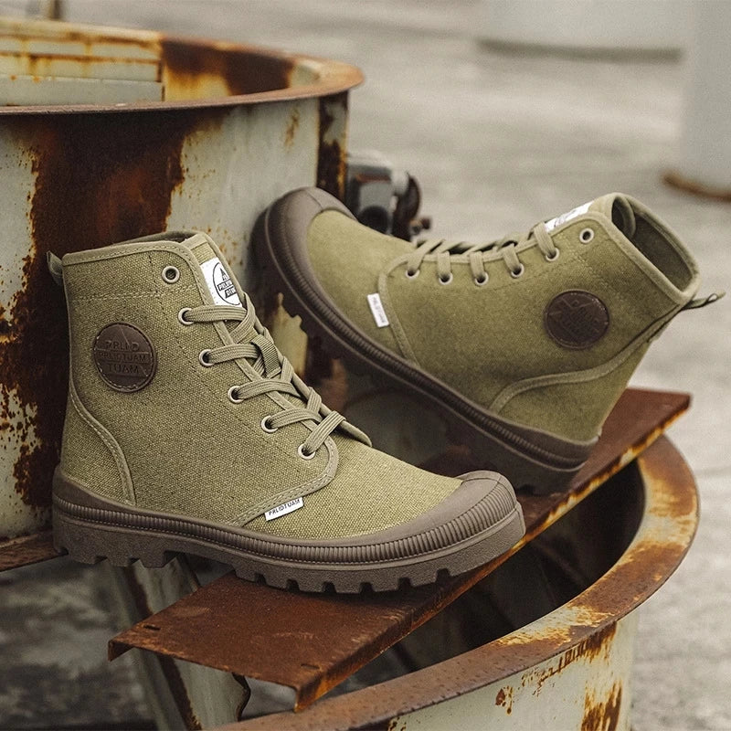New Fashion High-top Mens Boots Outdoor Comfortable Mens Casual Boots Jungle Mountaineering Men Shoes Wide Bottom Platform Boots