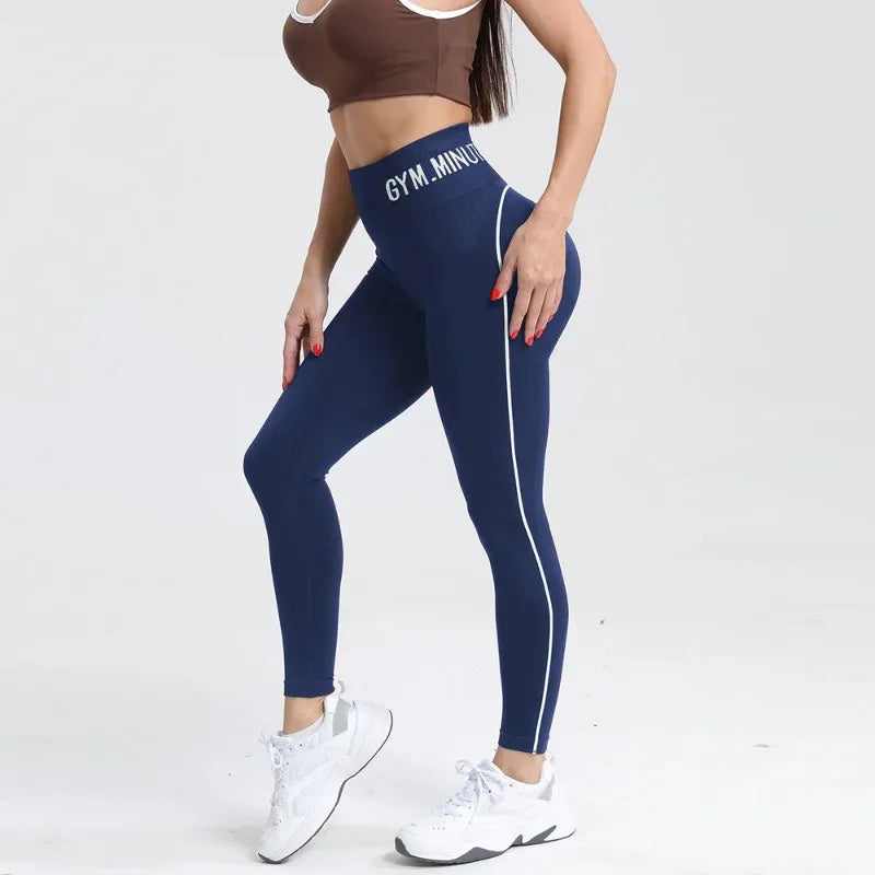 Seamless High Gym Waist Women Yoga Pants Color Contrast Sports Legging Hip Lift Gym Fitness Tights Quick Dry Workout Pants