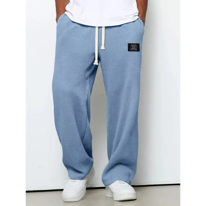 Straight‑Leg Sweatpants  European & American  Trendy Brand Draping Wide‑Leg Casual Sports Long Pants