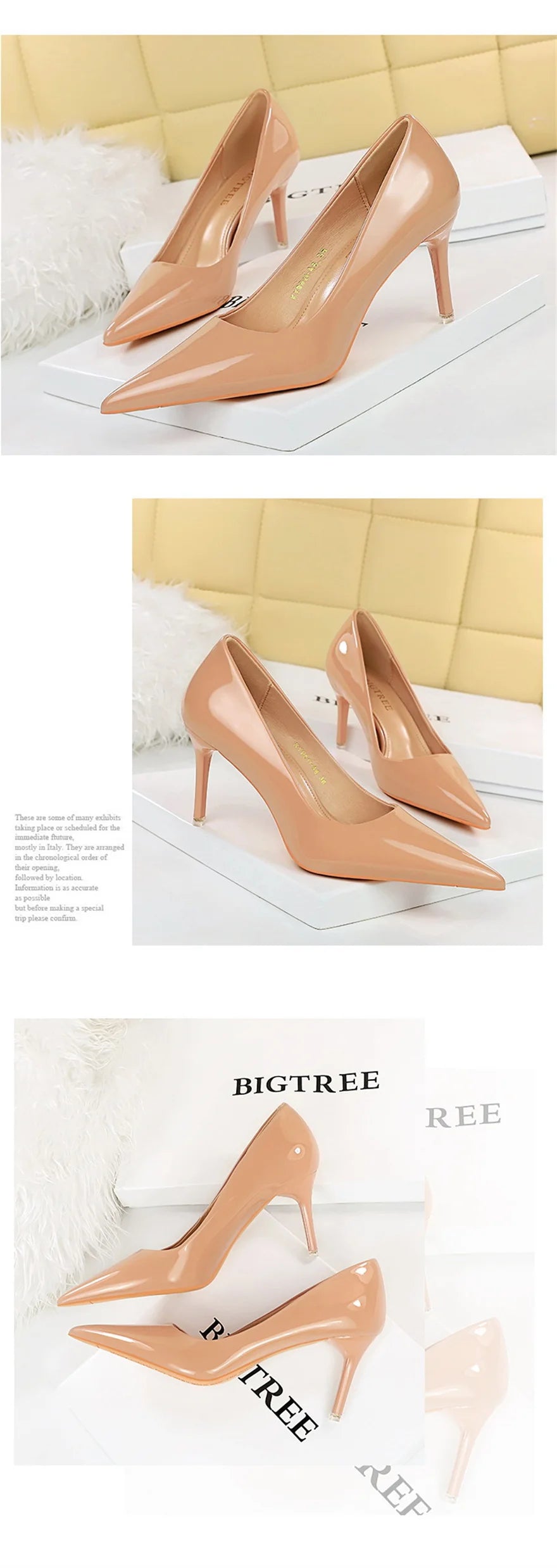 Autumn Patent Leather Concise Women's Shoes Pointed Toe Office High Heels Pumps Women Sexy Party Wedding Shoes Shallow Nude Red