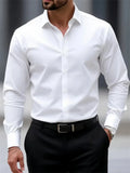 9-Color Men's Shirts, Solid Color Long-Sleeve Shirts, Slim Fit, Wrinkle-Free Professional Shirts, Collared Men's Fashion Tops