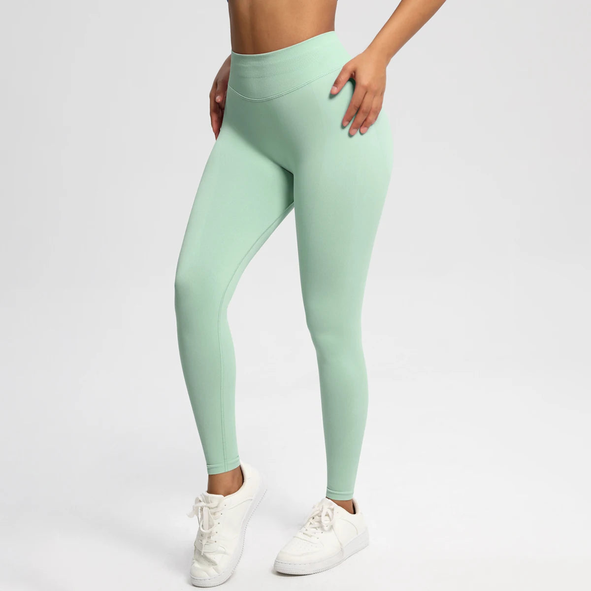 Women's Solid High Waist Sports Leggings, HighStretch Seamless Yoga Leggings, LadiesSportswear for Indoor Outdoor Wear