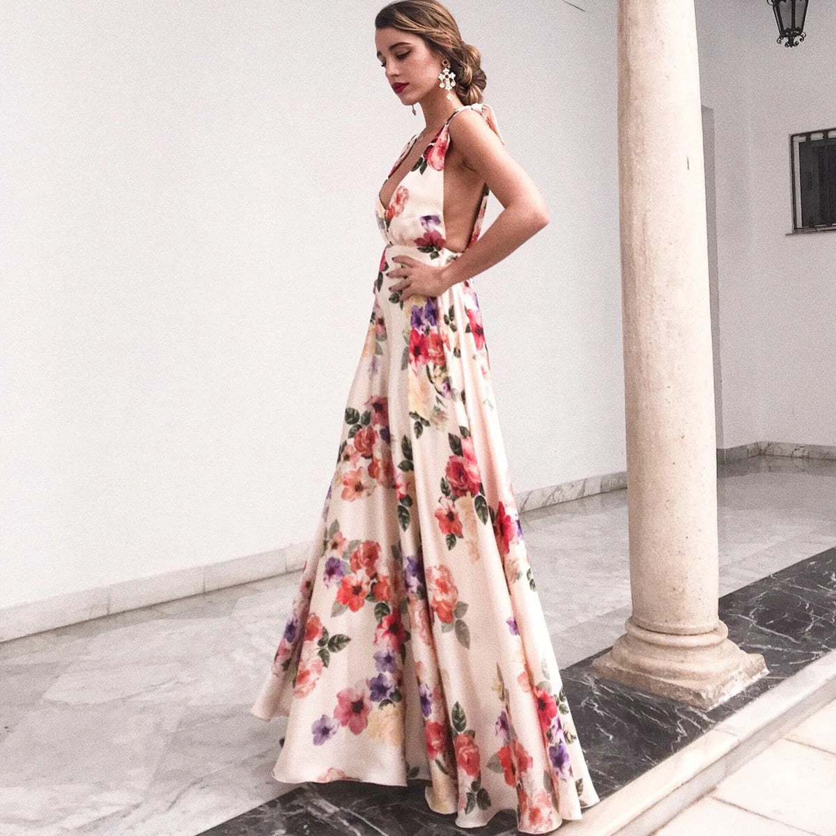 Boho Style Long Dress Beach Holiday Dress Halter Maxi Print Slip Dress Summer Women's Dress