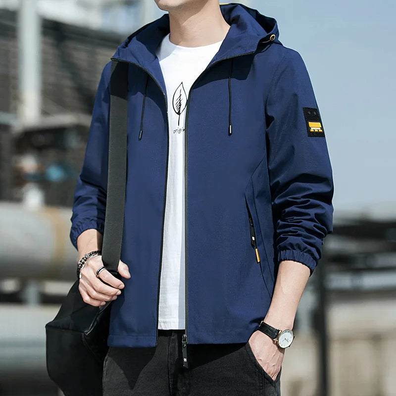 NewMen Long Sleeve Hip Hop Streetwear Coats Spring Men's Bomber Jackets Fashion Korean with Hood Golf Windbreaker Aviator Jacket