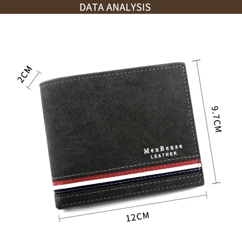 Luxury Men's Short Wallet - High Quality PU Leather Purse, Bifold Zipper Coin Pocket & Slim Card Holders with Money Clip