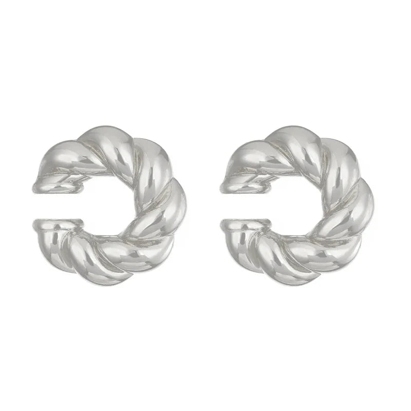 1 Pair Smooth Circle C Shape Clip Earrings For Women Lightweight Without Piercing Cartilage Ear Cuff Gold Silver Color Earrings