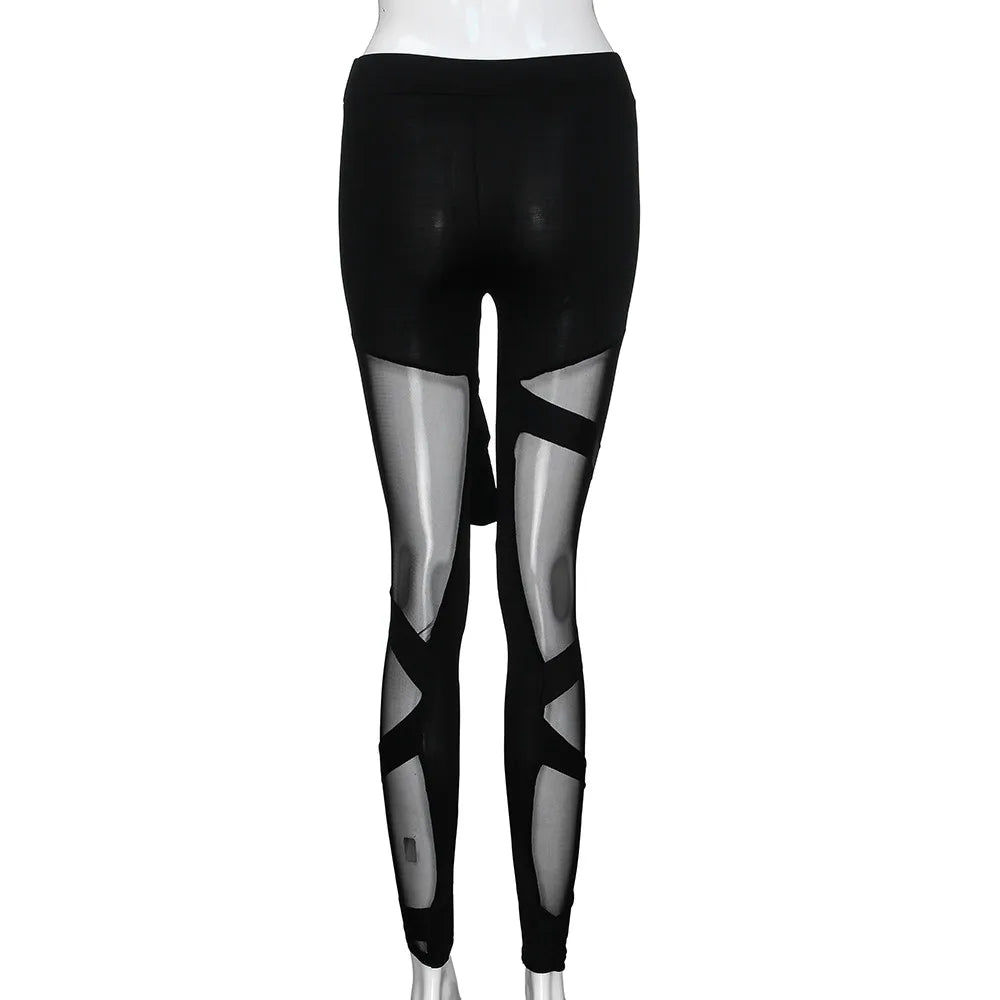 Summer Black High Waist Mesh Women Leggings Hip Push Up Sexy Gym Yoga Pants Female Translucent Sportswear Seamless Leggings