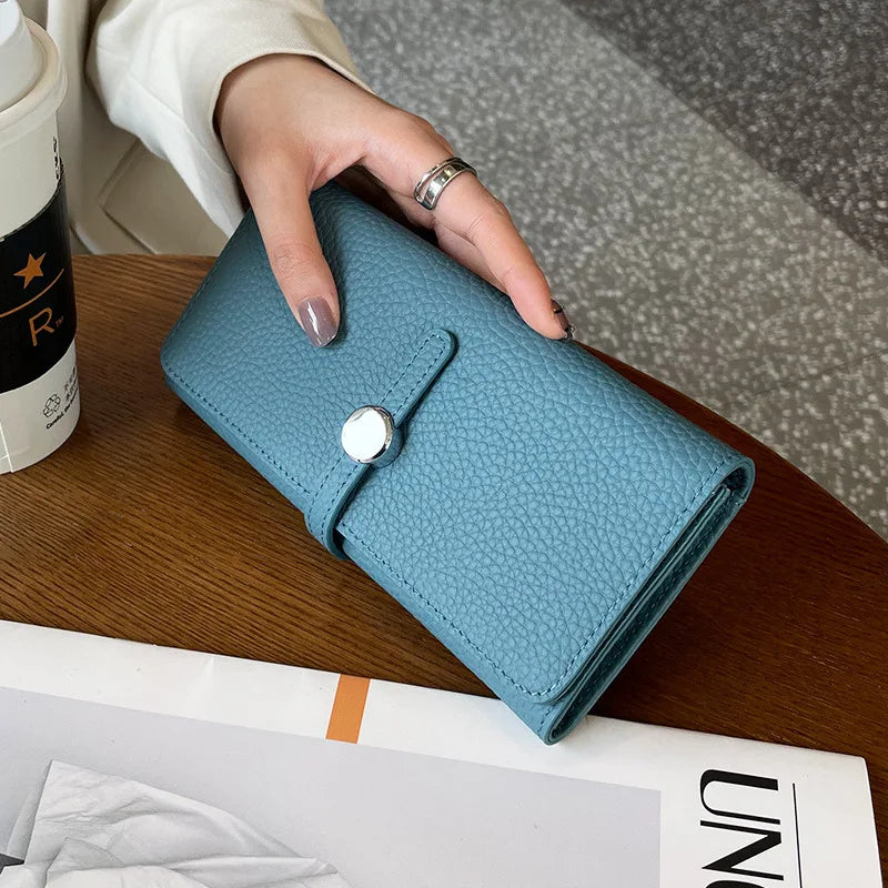 Genuine Leather Wallet Women Long Clutch Fashion Luxury Brand Ladies Purses Card Holder Zipper Coin Pocket High Quality Billfold