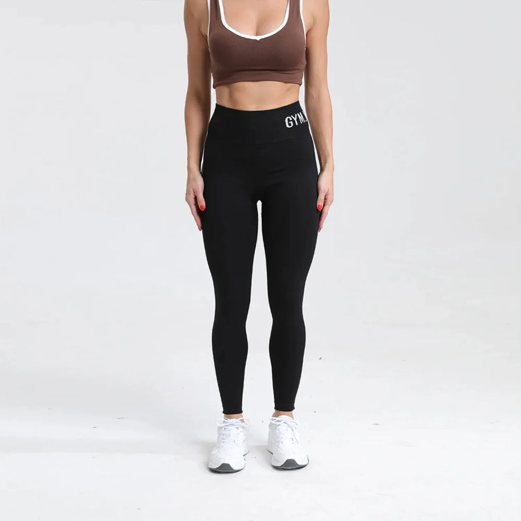 Seamless High Gym Waist Women Yoga Pants Color Contrast Sports Legging Hip Lift Gym Fitness Tights Quick Dry Workout Pants