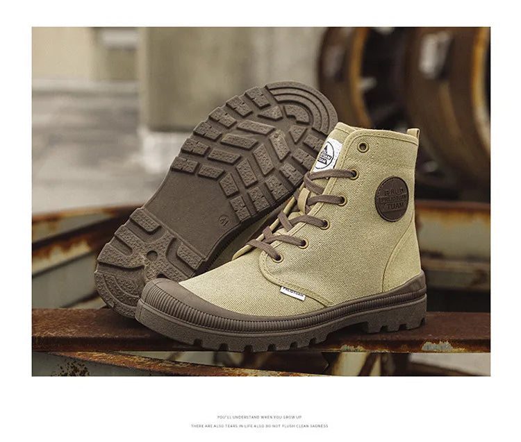 Canvas Shoes Men Boots Leisure High Top Ankle Boots Male Flat Footwear Military Boots Couple Shoes Casual Spring Autumn Boots