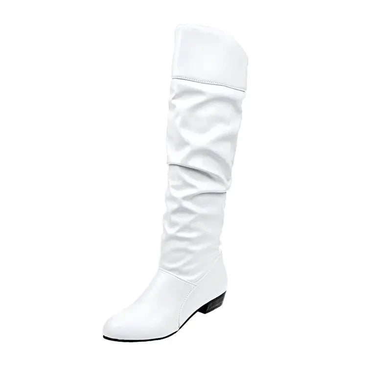 Autumn and Winter New Knee High Boots Women Designer Heel High Black Boots Women's Leather Boots Plus Size 35-43 Botas De Mujer