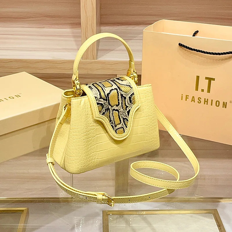 Luxury Designer Brand New High Quality Leather Snake Crocodile Handbag Women's Fashion Shoulder Crossbody Bag Bolsos De Mujer