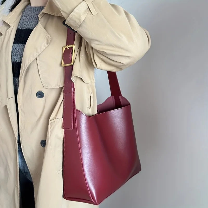 2 Pcs Large Capacity Handbag with Adjustable Shoulder Straps, Magnetic Closure, Simple and Casual Single Shoulder Crossbody Bags