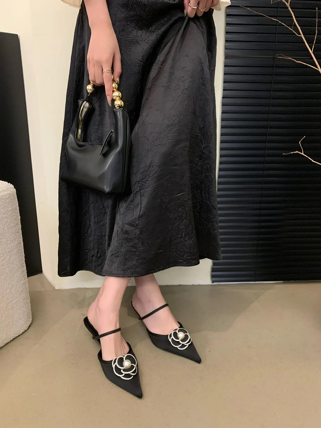 2026 Flower Pointed Toe High Heels Women Luxury Designer Sandals Female Summer Elegant Fashion Pumps Flower Mule Slippers Women