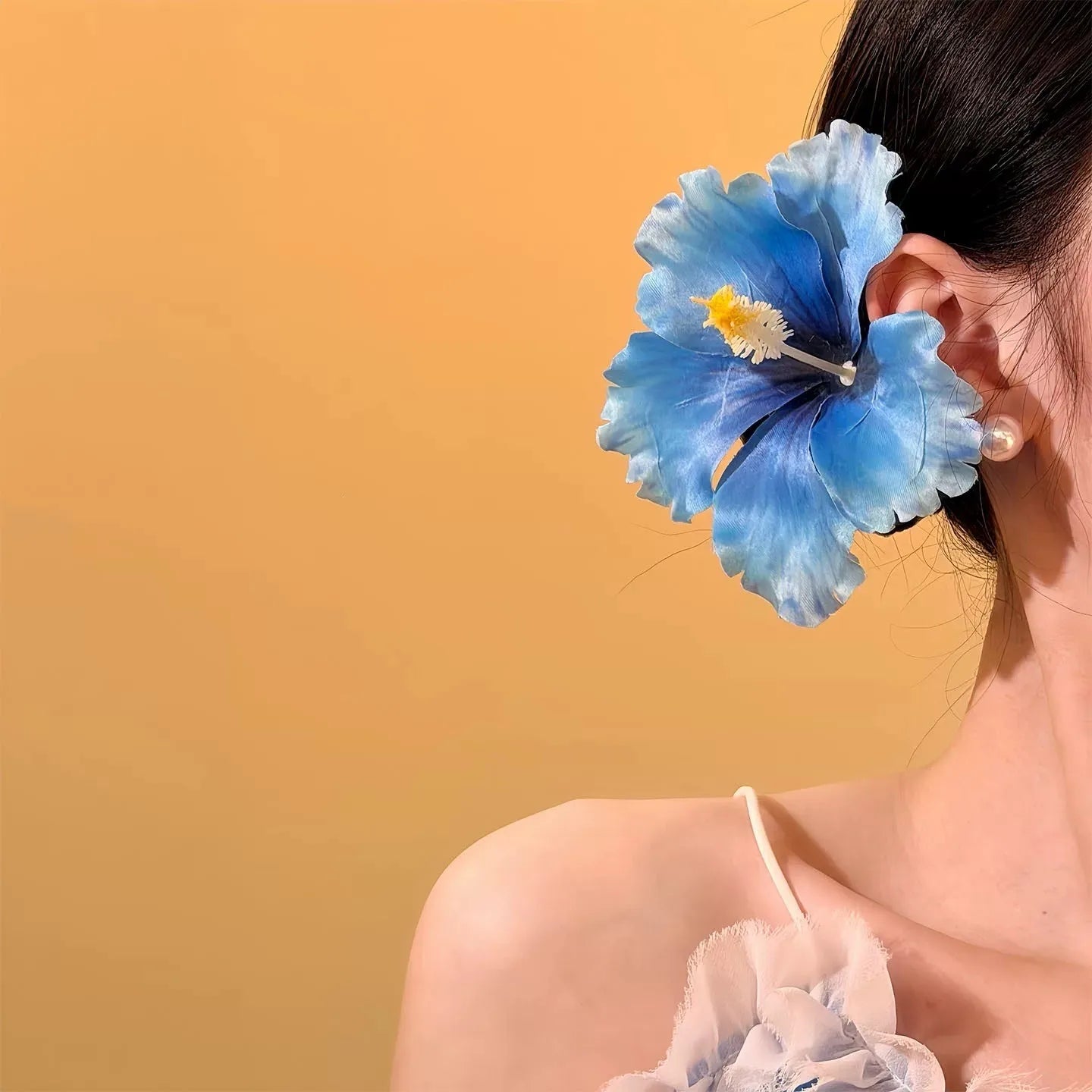 YJL 2pcs Hibiscus Flower Hair Side Clips Handmade Artificial Bohemian Floral Hairpin for Girls Beach Party Hair Accessories