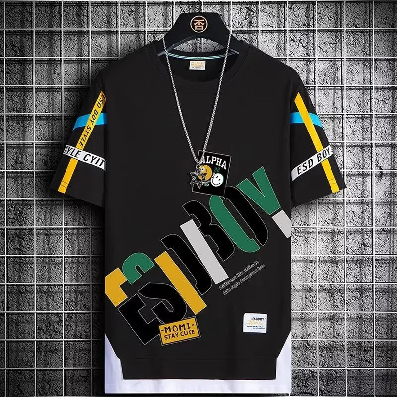 Summer  Fashion Short Sleeve Tops Tees Men 2024 New Men's T Shirt Casual Harajuku Men Clothing Print Graphics T Shirts Men