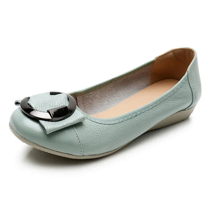 TIMETANGWomen flat shoes 2020 new women Ballet casual genuine leather shallow lace-up round toe Loafers women Loafers