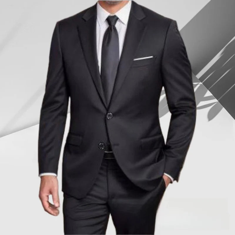 Men's Slim Fit Two-Piece Suit Set Casual Business Formal Wedding Groomsmen High-End Sensation Polyester Fashion Urban