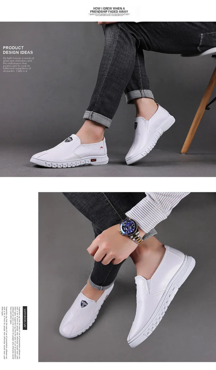 Soft Bottom Men's Business Casual Shoes Easy to Wear Spring Summer Autumn Winter Korean Style round Toe Low Heel Leather Shoes