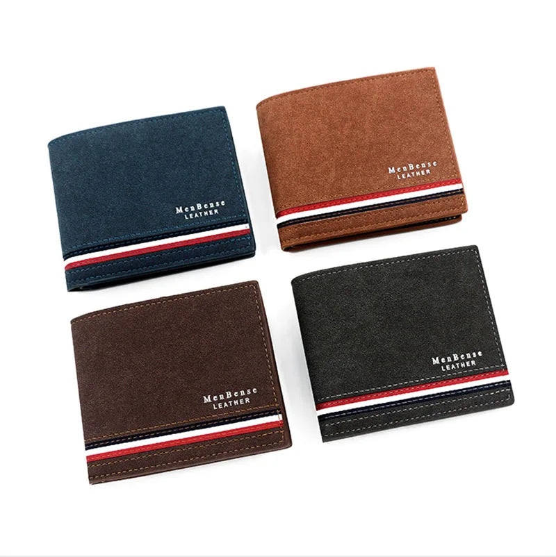 Luxury Men's Short Wallet - High Quality PU Leather Purse, Bifold Zipper Coin Pocket & Slim Card Holders with Money Clip