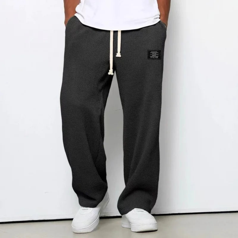 Straight‑Leg Sweatpants  European & American  Trendy Brand Draping Wide‑Leg Casual Sports Long Pants