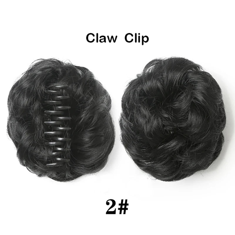 Sunslymei Synthetic Hair Bun Grab Clip in Chignon Hairpiece Curly Messy Ponytail Hair Extensions Scrunchie Hairpieces for Women