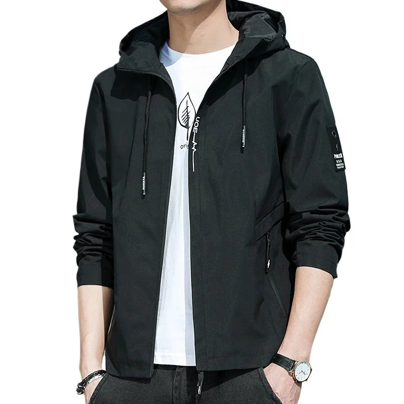 NewMen Long Sleeve Hip Hop Streetwear Coats Spring Men's Bomber Jackets Fashion Korean with Hood Golf Windbreaker Aviator Jacket