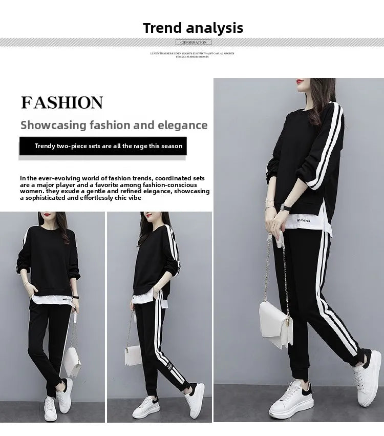 Casual Sportswear Set for Women Spring Autumn New Style Loose Fashionable Large Size Trendy Sweatshirt Best Friend Outfit