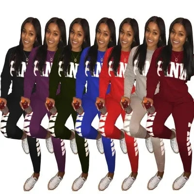 Women's Slim-Fitting Two-Piece Sportswear Set Sexy Letter Print Quick Dry Comfortable Fitness Clothing with Size Chart
