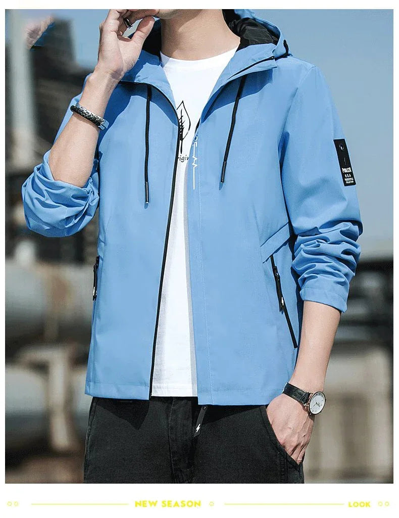 NewMen Long Sleeve Hip Hop Streetwear Coats Spring Men's Bomber Jackets Fashion Korean with Hood Golf Windbreaker Aviator Jacket