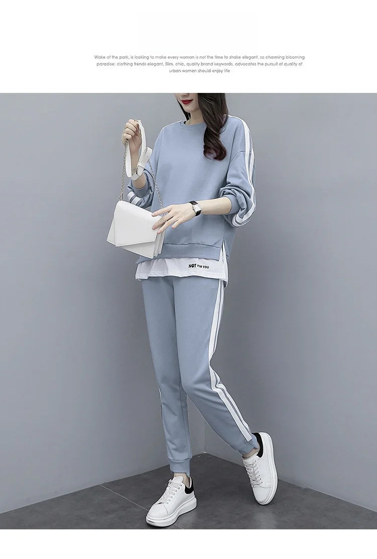 Casual Sportswear Set for Women Spring Autumn New Style Loose Fashionable Large Size Trendy Sweatshirt Best Friend Outfit