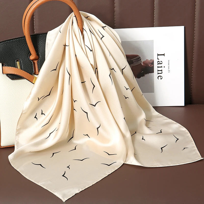 New Satin Shawl Design Wild leopard Print Silk Square Women neck scarves Wrap Headkerchief Beach Hair Band women's bandana