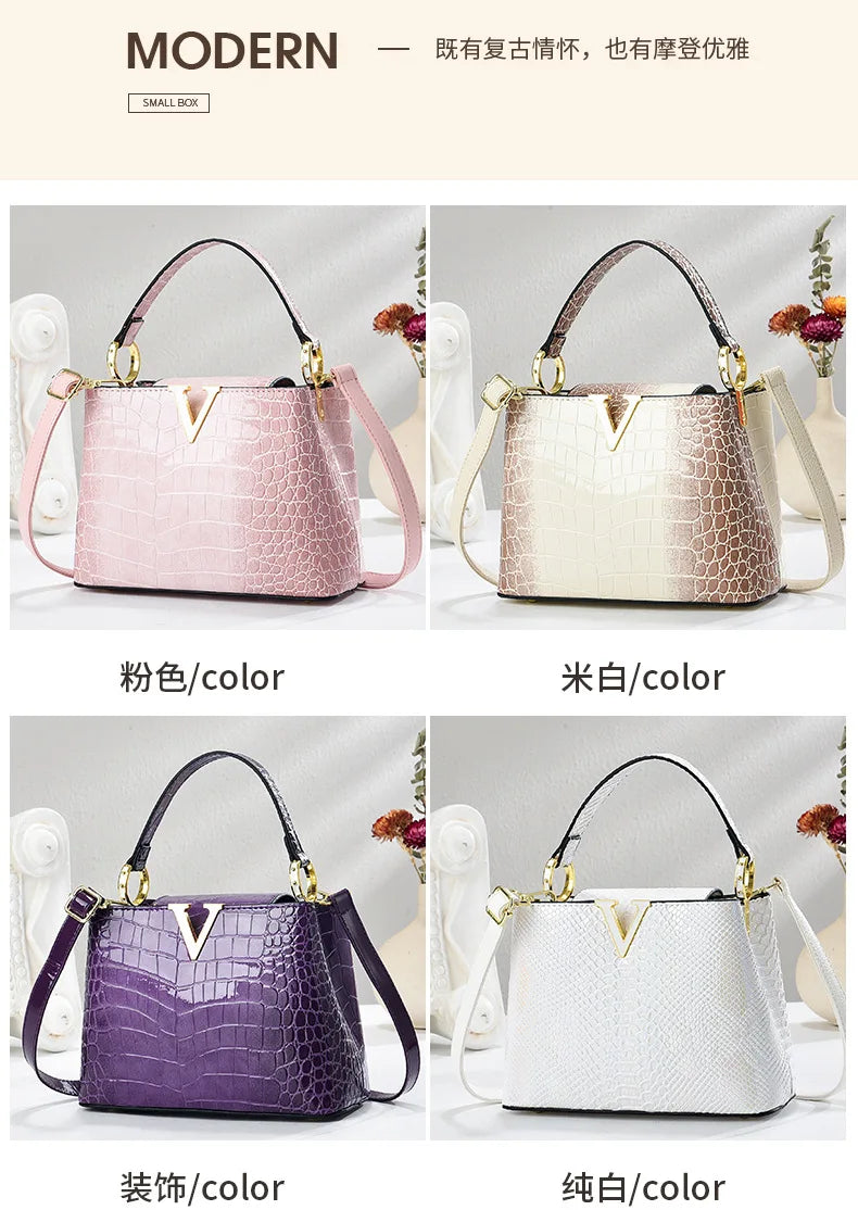 Gradient Color Women's Shoulder Bag PU Leather Crossbody Bag Handbag Female Casual Shopping Women's Fashion Small Square Bag