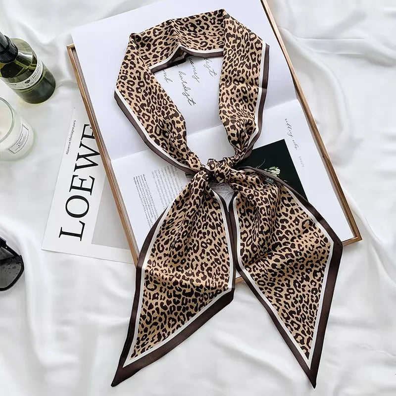 Luxury Long Neckerchief Skinny Hair Bands Women Silk Scarfs Fashion Headbands Bag Scarves Print Hairband Neck Scarf For Ladies