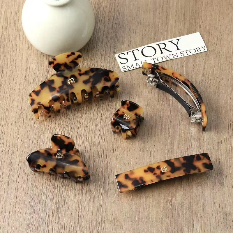 Korean Version of Letter B Hairpin Acetic Acid Arc Grab Clip Girl High Ponytail Premium Hair Accessories Crab Hair Claws