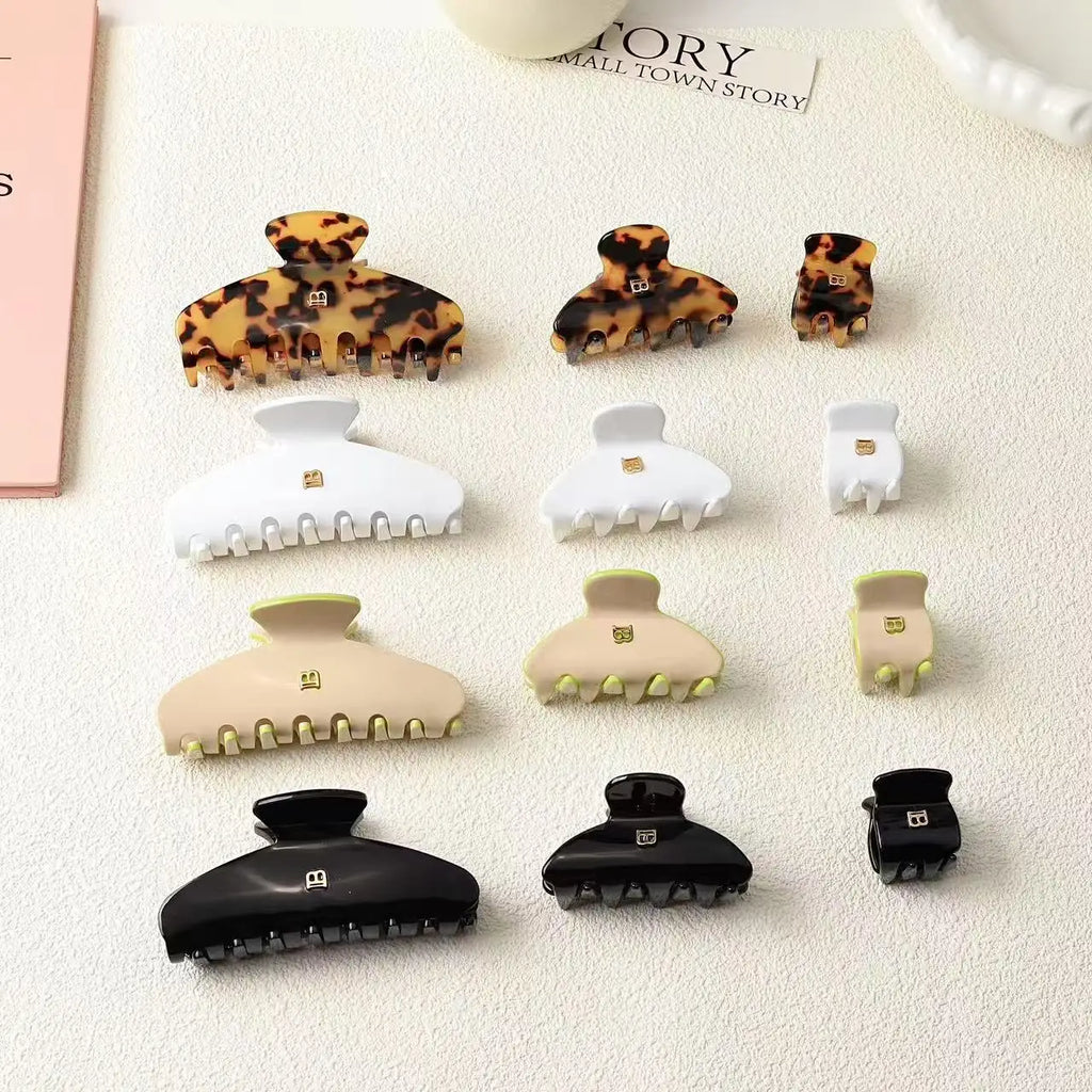 Korean Version of Letter B Hairpin Acetic Acid Arc Grab Clip Girl High Ponytail Premium Hair Accessories Crab Hair Claws