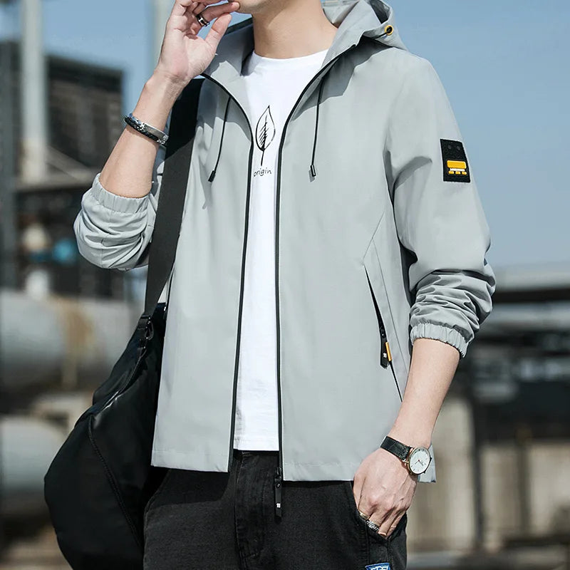NewMen Long Sleeve Hip Hop Streetwear Coats Spring Men's Bomber Jackets Fashion Korean with Hood Golf Windbreaker Aviator Jacket