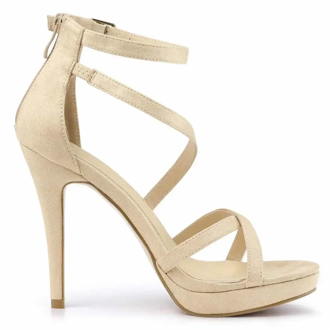 Women Sandals Summer Sexy Pumps 11cm Velvet Open Toe Ankle Strap Stiletto Strappy High Heels Nightclub Party Wedding Dress Shoes