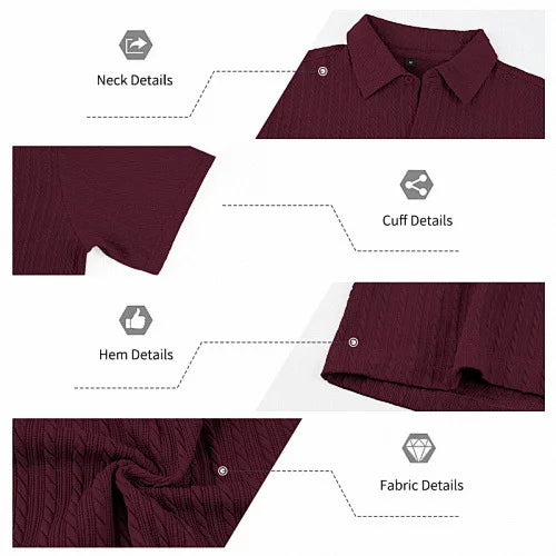 European and American Men's Casual Jacquard Shirt Men's Summer Solid Color Lapel Breathable Men's Short-Sleeved Shirt Top