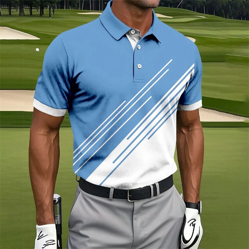Simple Irregular Lines Graphic Polo Shirts For Men Fashion Summer Short Sleeve 3D Printed Golf Polo Loose Breathable Lapel Tees