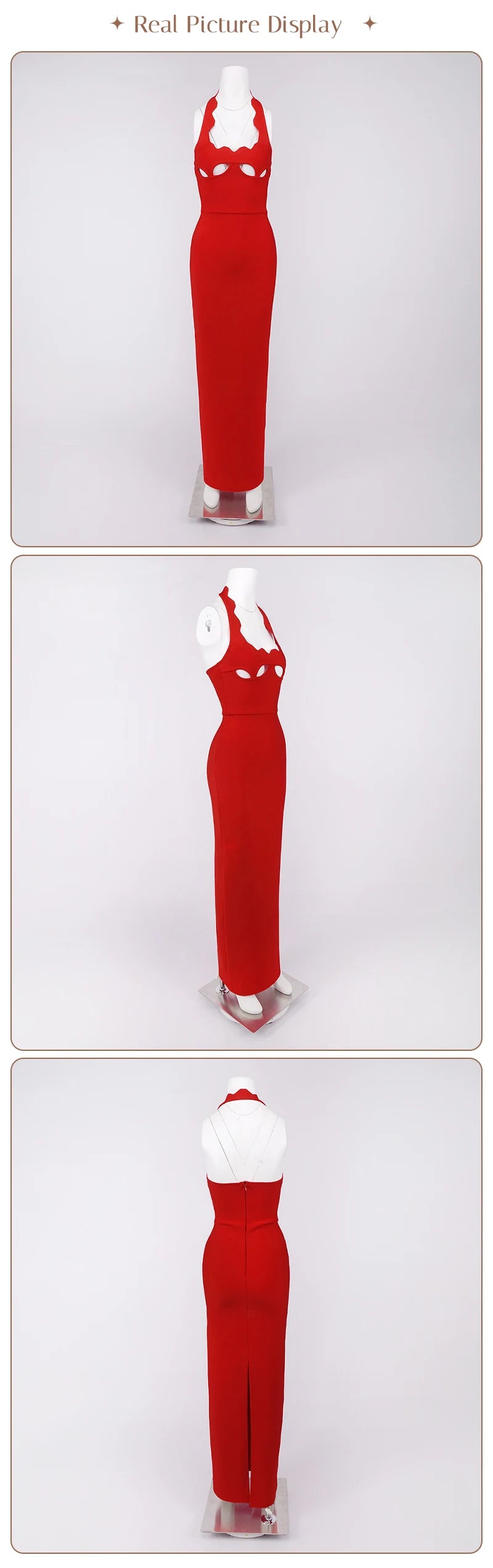 VC Black Halter Elegant Dress For Women 2025 New Summer Evening Party Celebrity Bodycon Long Dress Red Brown Prom Vestido