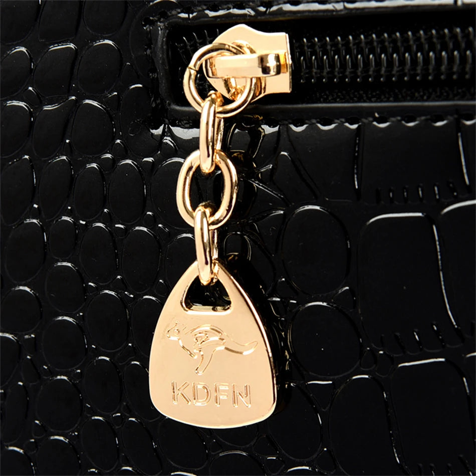 Luxury Patent Leather Handbags for Women Designer Crocodile Pattern Women's Shoulder Crossbody Bag Hobos Ladies Messenger Stone