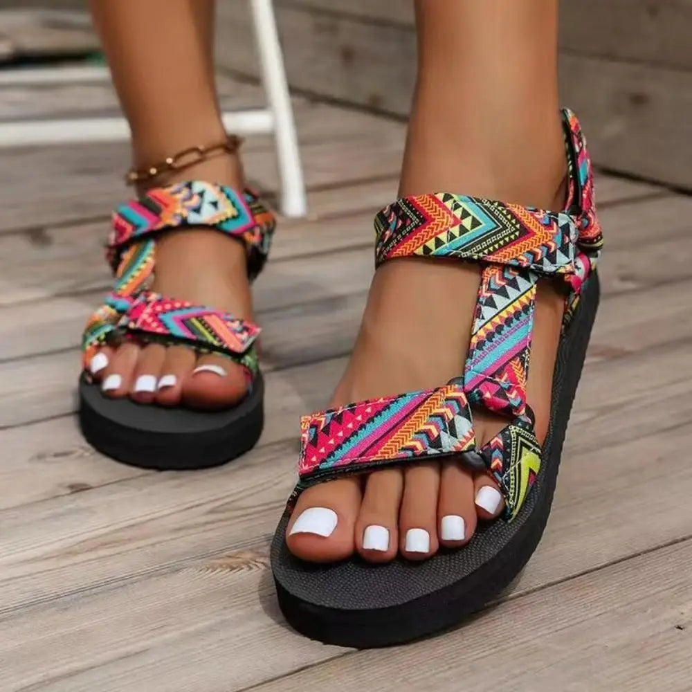 Comfort Flat Women Sandals Large Size Platform Gladiator Sandals Non-slip Bohemia Casual Slippers Summer