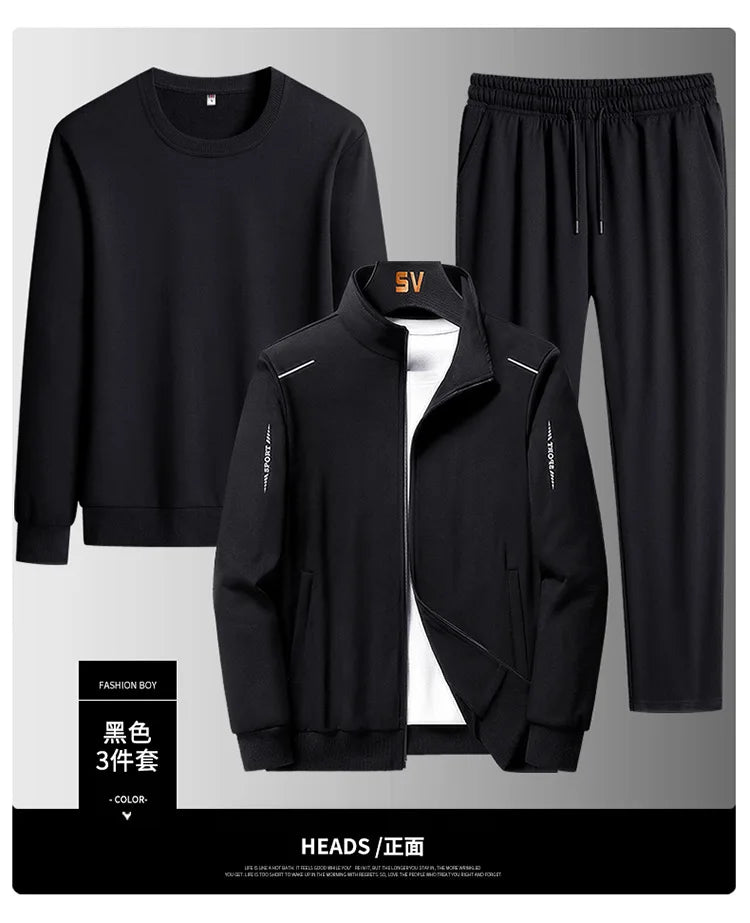 Spring Men's 2025 Sportswear Set Streetwear Casual Outdoor Camping Breathable 3-Piece Tracksuit with Hoodies And Pants Fashion