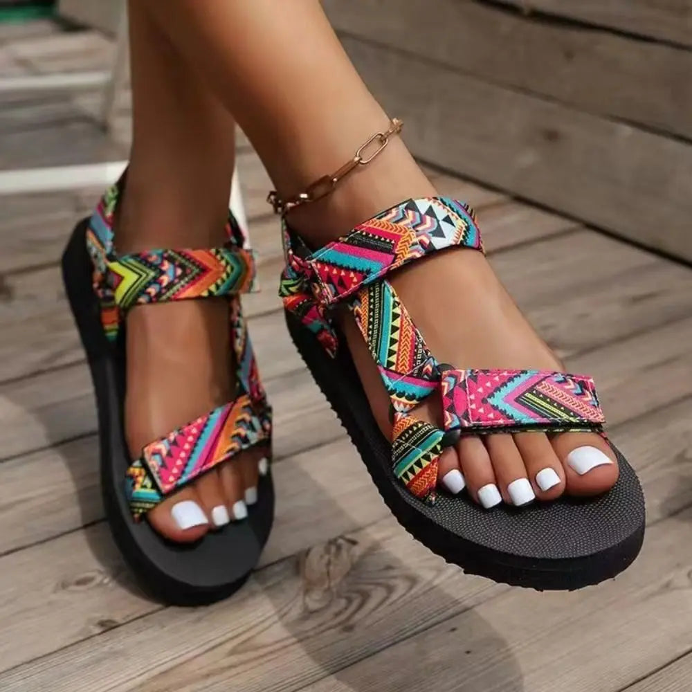 Comfort Flat Women Sandals Large Size Platform Gladiator Sandals Non-slip Bohemia Casual Slippers Summer